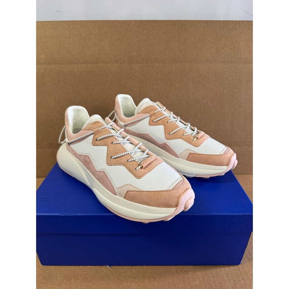 NWB Stuart Weitzman Suede Leather SW1 Sneakers Cream Poudre Womens Size 6.5B US